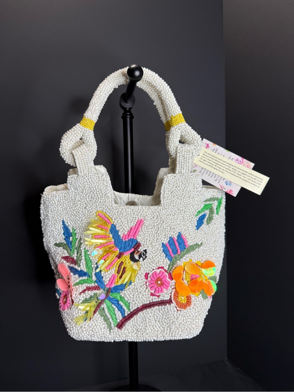 New Viral Beaded Purse Bag Made in India Summer Resort Novelty Tropical Bird